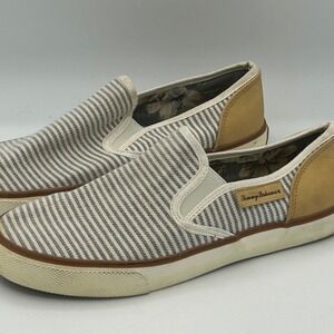 Tommy Bahama Slip On Sneakers Shoes Striped Beige Casual Comfort Size 7